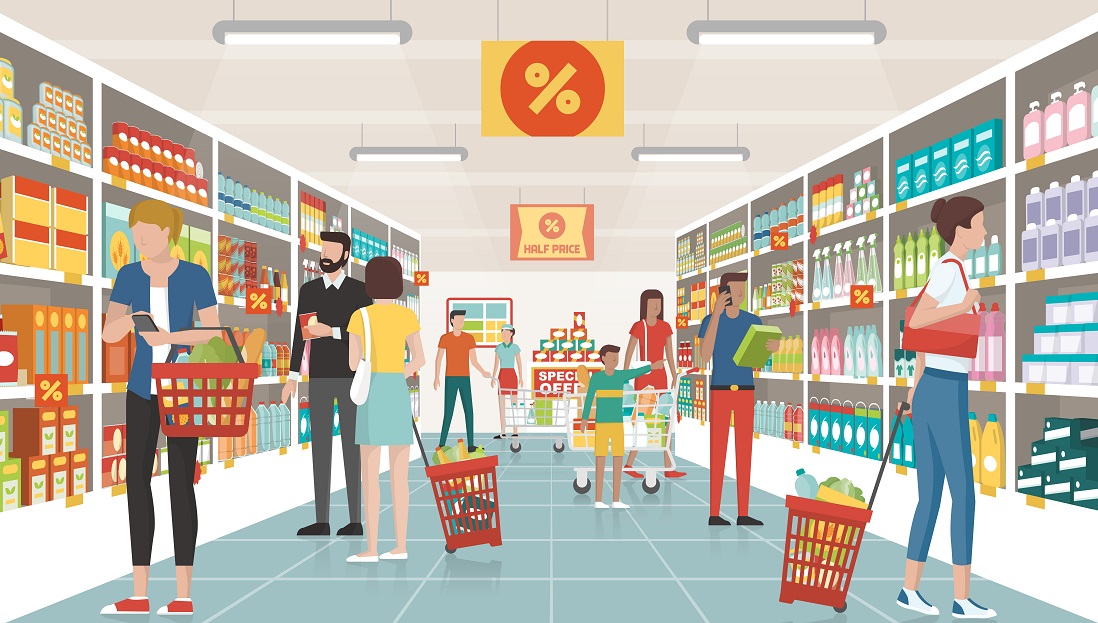 People,Shopping,At,The,Supermarket,,They,Are,Choosing,Products,On in store marketing