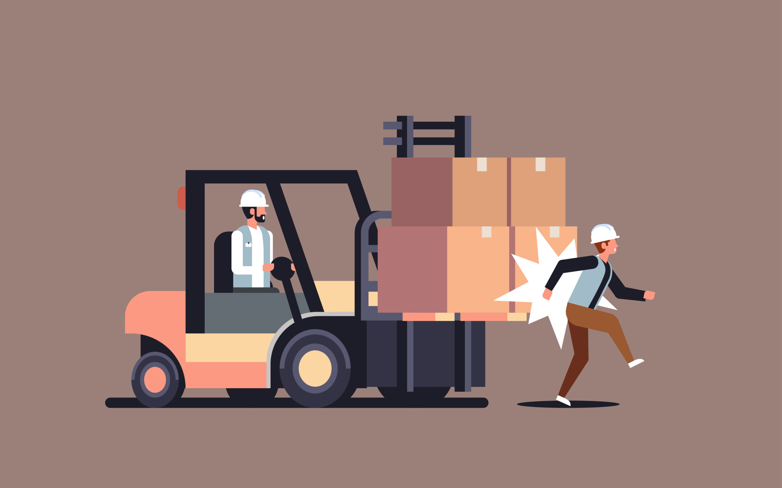 Forklift,Driver,Hitting,Colleague,Factory,Accident,Concept,Warehouse,Logistic,Transport フォークリフトなどの車両と人の接触防止への画像認識AI活用